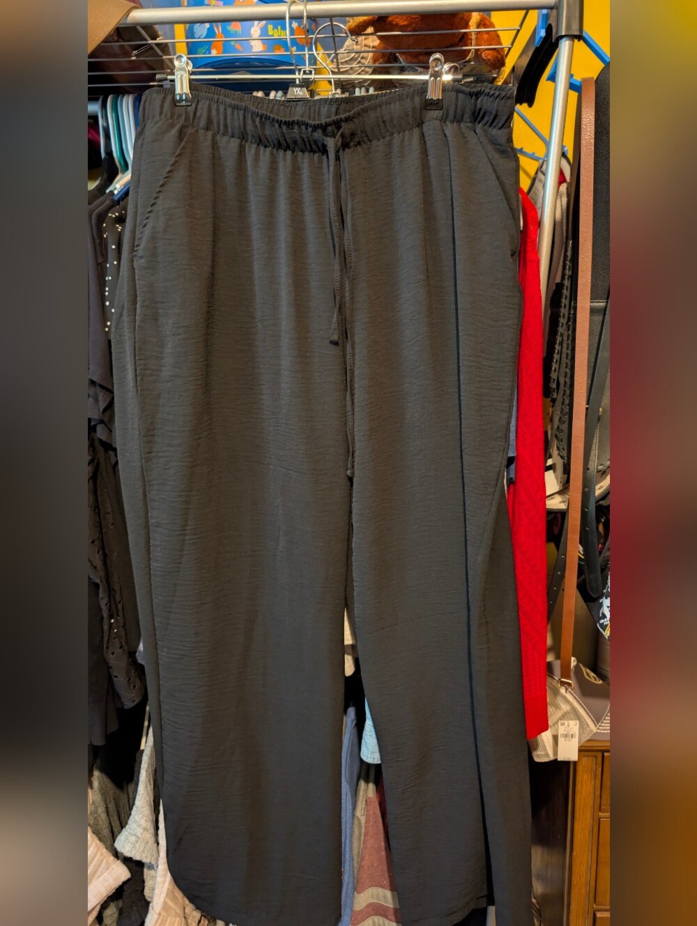 just be Black Drawstring Relaxed-Fit Pants